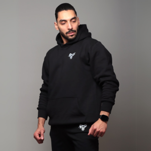 Premium Hooded Sweatshirt – 100% Cotton | 320g Fleece | Black - Image 2
