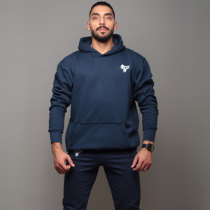 Premium Hooded Sweatshirt – 100% Cotton | 320g Fleece | Navy - Image 2