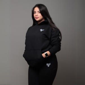 Premium Hooded Sweatshirt – 100% Cotton | 320g Fleece | Black - Image 2