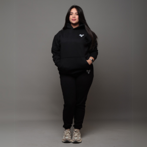 Premium Hooded Sweatshirt – 100% Cotton | 320g Fleece | Black - Image 4