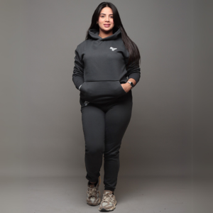Premium Hooded Sweatshirt – 100% Cotton | 320g Fleece | Dark Grey - Image 2