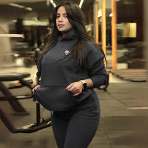 Premium Hooded Sweatshirt – 100% Cotton | 320g Fleece | Dark Grey - Image 4