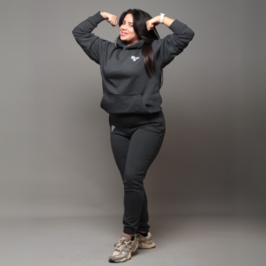 Premium Hooded Sweatshirt – 100% Cotton | 320g Fleece | Dark Grey - Image 3