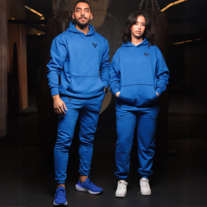 Premium Hooded Sweatshirt – 100% Cotton | 320g Fleece | Bleu - Image 7
