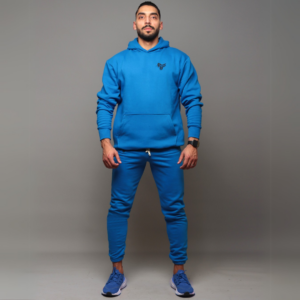 Premium Hooded Sweatshirt – 100% Cotton | 320g Fleece | Bleu - Image 2