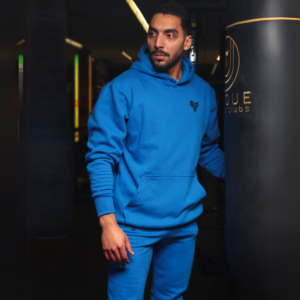 Premium Hooded Sweatshirt – 100% Cotton | 320g Fleece | Bleu - Image 4