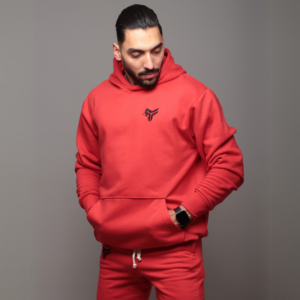 Premium Hooded Sweatshirt – 100% Cotton | 320g Fleece | Red – Image 2