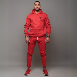 Premium Hooded Sweatshirt – 100% Cotton | 320g Fleece | Red – Image 3