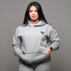 Premium Hooded Sweatshirt – 100% Cotton | 320g Fleece | Gray - Image 2