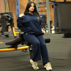 Premium Hooded Sweatshirt – 100% Cotton | 320g Fleece | Navy - Image 4