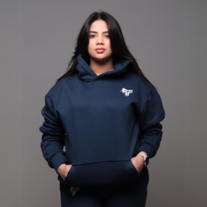 Premium Hooded Sweatshirt – 100% Cotton | 320g Fleece | Navy - Image 3