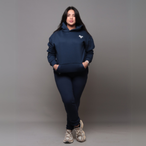 Premium Hooded Sweatshirt – 100% Cotton | 320g Fleece | Navy - Image 2