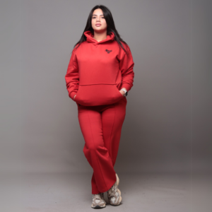 Premium Hooded Sweatshirt – 100% Cotton | 320g Fleece | Red - Image 2