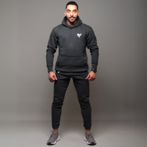Premium Hooded Sweatshirt – 100% Cotton | 320g Fleece | Grey - Image 3